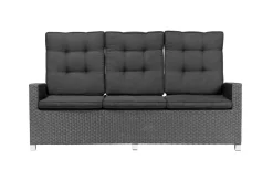 OUTFLEXX Rocking Comfort Dining / Lounge 3-Sitzer Sofa, grau/braun-meliert, Polyrattan, 210x85x112 cm, verstellbar