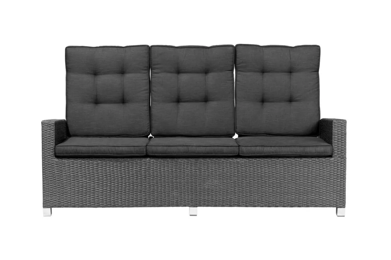 OUTFLEXX Rocking Comfort Dining / Lounge 3-Sitzer Sofa, grau/braun-meliert, Polyrattan, 210x85x112 cm, verstellbar