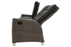 OUTFLEXX Rocking Comfort Garten-Essgruppe, grau/braun-meliert, Polyrattan, Tisch 220 x 100 cm, 3 Loungesessel+3-Sitzer