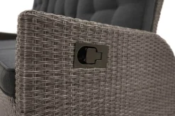 OUTFLEXX Rocking Comfort Garten-Essgruppe, grau/braun-meliert, Polyrattan, Tisch 220 x 100 cm, 3 Loungesessel+3-Sitzer