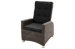 OUTFLEXX Rocking Comfort Garten-Essgruppe, grau/braun-meliert, Polyrattan, Tisch 220 x 100 cm, 3 Loungesessel+3-Sitzer