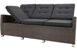 OUTFLEXX Rocking Comfort Garten-Essgruppe, grau/braun-meliert, Polyrattan, Tisch 220 x 100 cm, 3 Loungesessel+3-Sitzer
