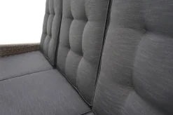 OUTFLEXX Rocking Comfort Garten-Essgruppe, grau/braun-meliert, Polyrattan, Tisch 220 x 100 cm, 3 Loungesessel+3-Sitzer