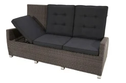 OUTFLEXX Rocking Comfort Garten-Essgruppe, grau/braun-meliert, Polyrattan, Tisch 220 x 100 cm, 3 Loungesessel+3-Sitzer