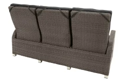 OUTFLEXX Rocking Comfort Garten-Essgruppe, grau/braun-meliert, Polyrattan, Tisch 220 x 100 cm, 3 Loungesessel+3-Sitzer