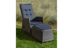 OUTFLEXX Rocking Comfort Garten-Essgruppe, grau/braun-meliert, Polyrattan, Tisch 220 x 100 cm, 6-7 Personen