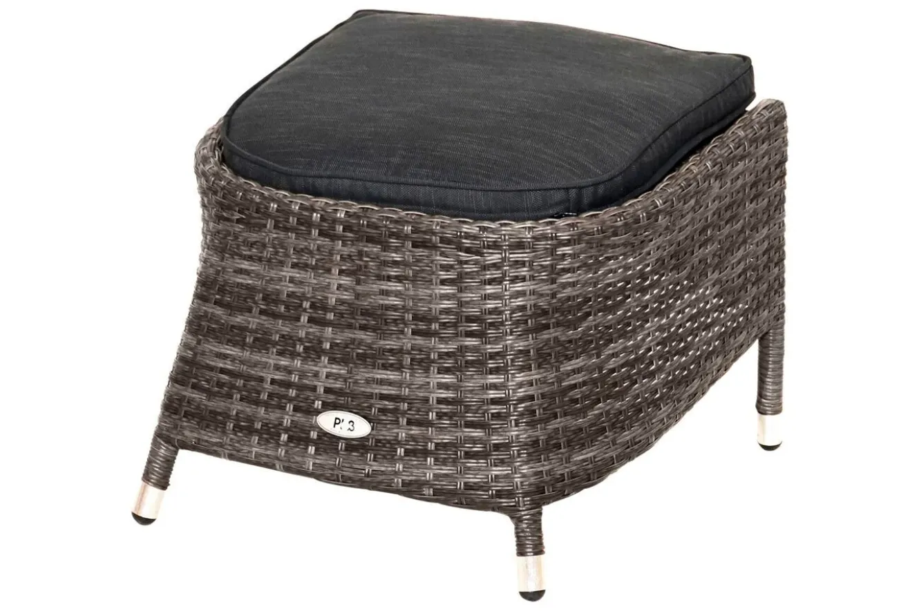 OUTFLEXX Rocking Comfort Garten-Essgruppe, grau/braun-meliert, Polyrattan, Tisch 220 x 100 cm, 6-7 Personen