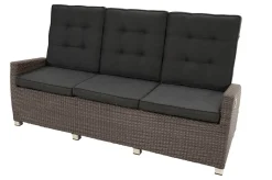 OUTFLEXX Rocking Comfort Garten-Essgruppe, grau/braun-meliert, Polyrattan, Tisch 220 x 100 cm, 6-7 Personen