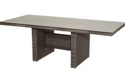 OUTFLEXX Rocking Comfort Garten-Essgruppe, grau/braun-meliert, Polyrattan, Tisch 220 x 100 cm, 6-7 Personen