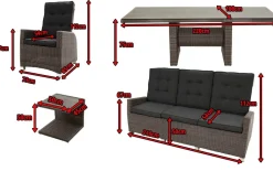 OUTFLEXX Rocking Comfort Set, grau/braun-meliert, Polyrattan, Tisch 220 x 100 cm, 6 Personen