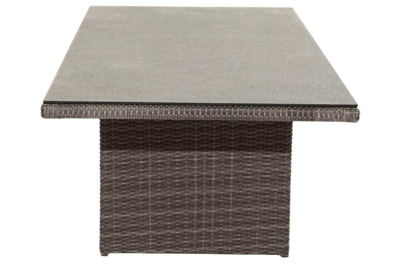 OUTFLEXX Rocking Comfort Set, grau/braun-meliert, Polyrattan, Tisch 220 x 100 cm, 6 Personen