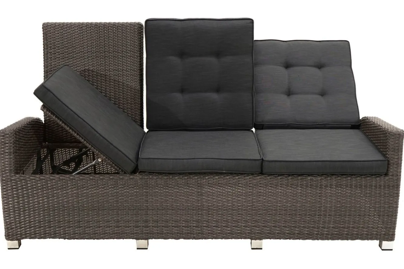 OUTFLEXX Rocking Comfort Set, grau/braun-meliert, Polyrattan, Tisch 220 x 100 cm, 6 Personen