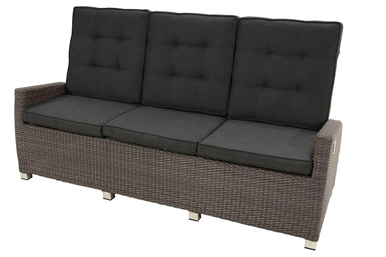 OUTFLEXX Rocking Comfort Set, grau/braun-meliert, Polyrattan, Tisch 220 x 100 cm, 6 Personen