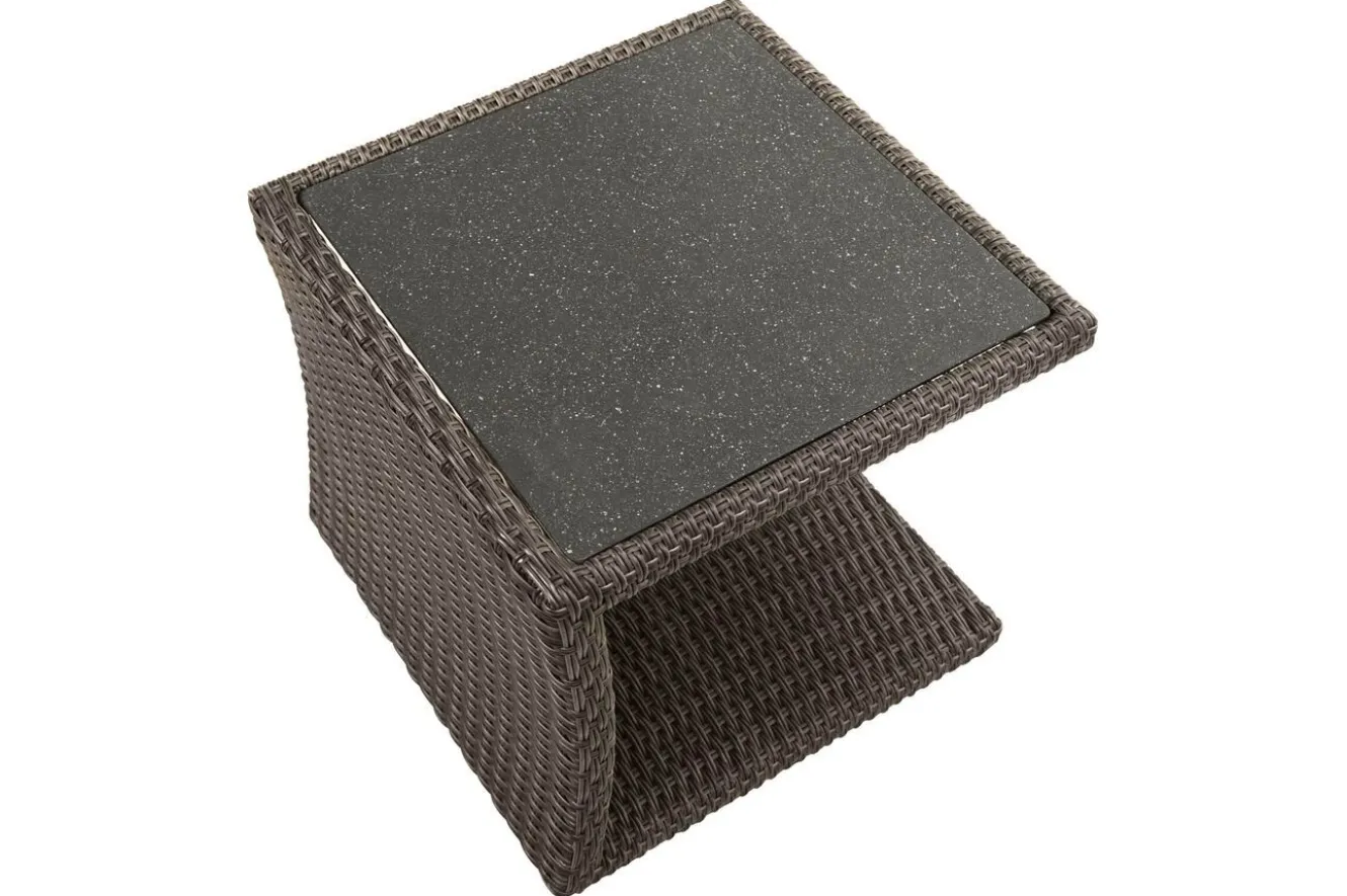 OUTFLEXX Rocking Comfort Set, grau/braun-meliert, Polyrattan, Tisch 220 x 100 cm, 6 Personen