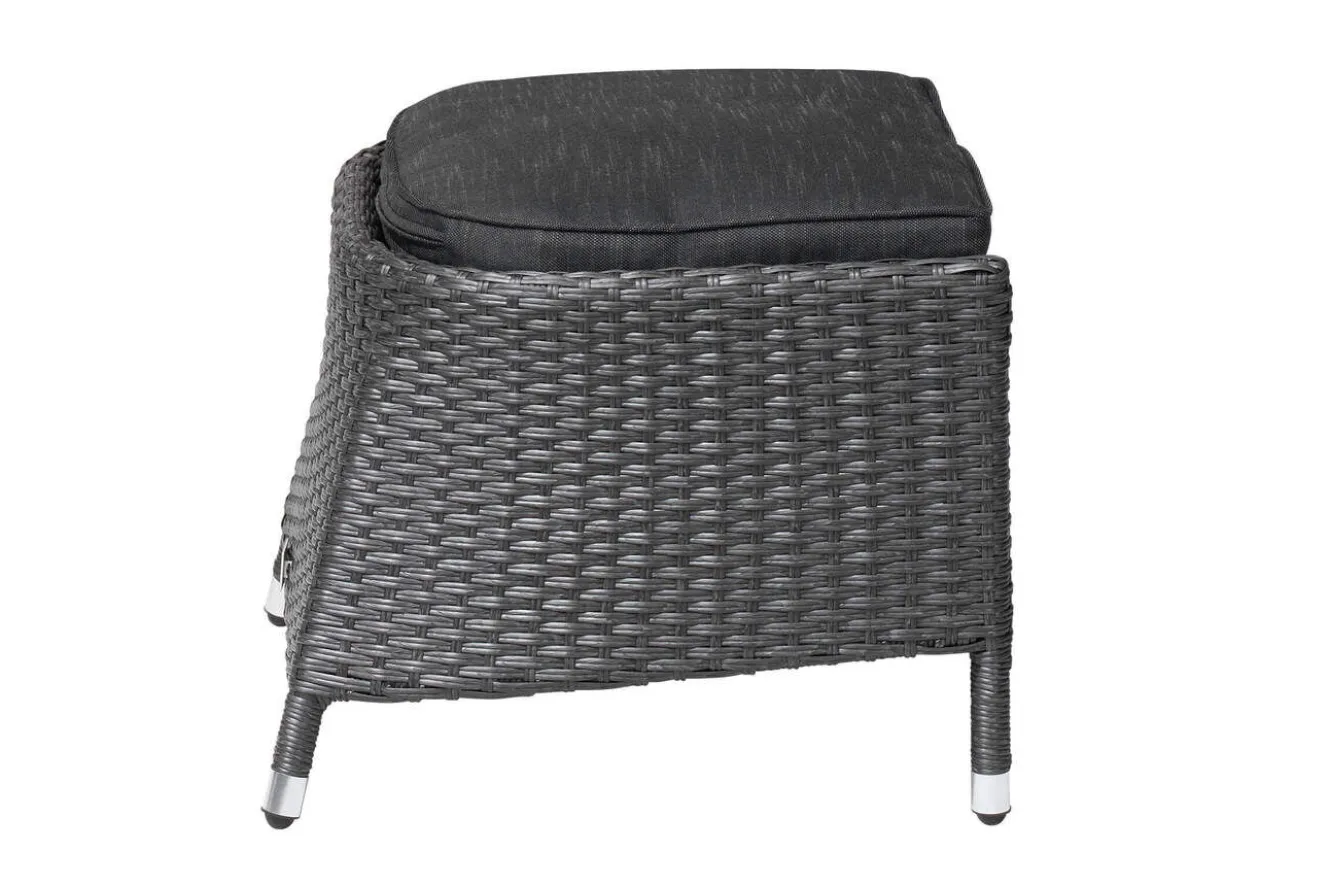 OUTFLEXX Rocking Dining Sessel, grau/braun-meliert, Polyrattan, verstellbar, mit Fußhocker