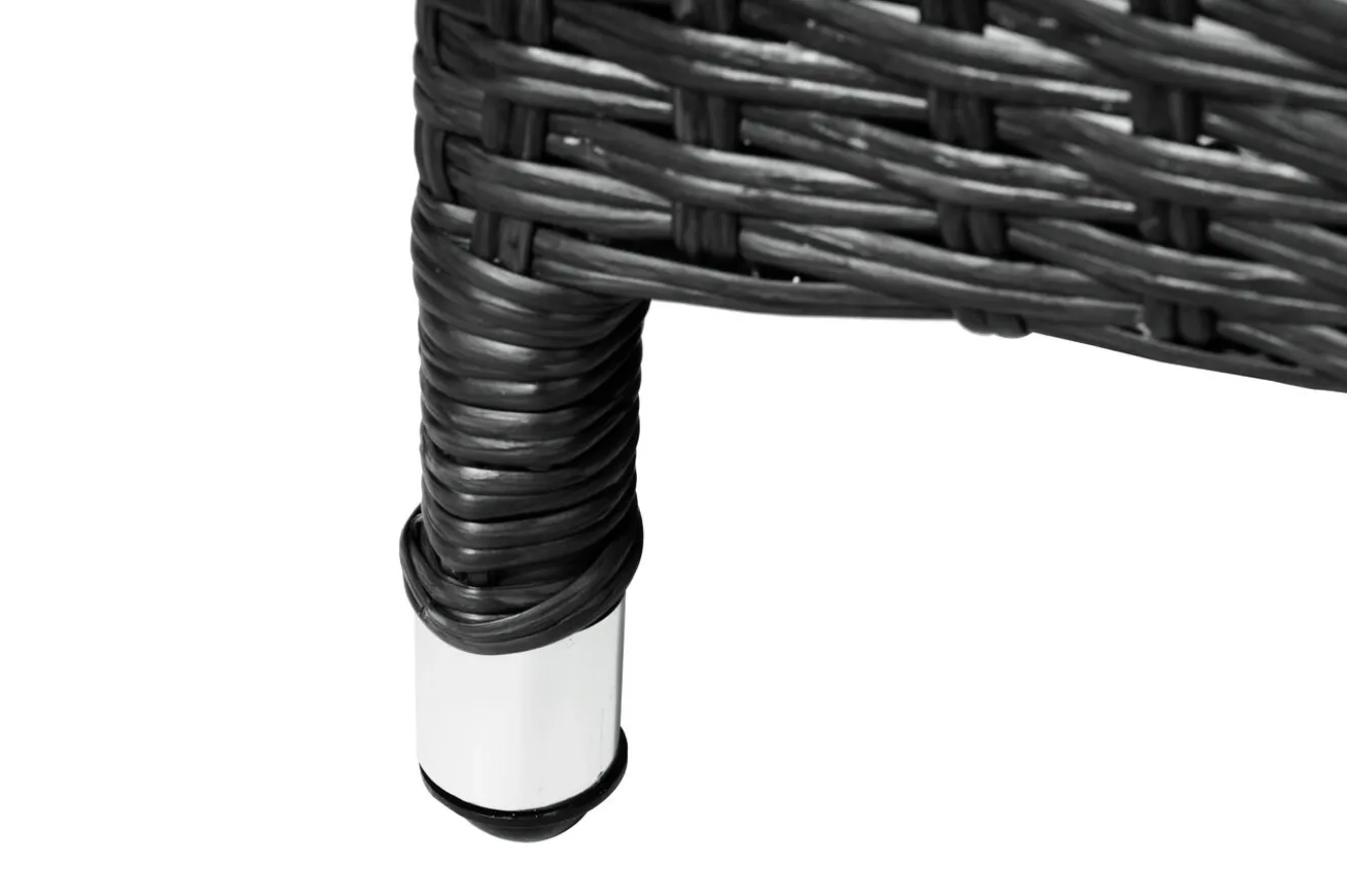 OUTFLEXX Rocking Dining Sessel, grau/braun-meliert, Polyrattan, verstellbar, mit Fußhocker