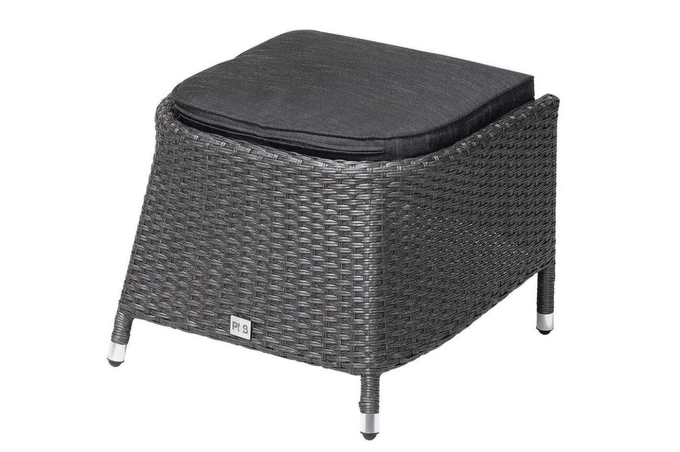OUTFLEXX Rocking Dining Sessel, grau/braun-meliert, Polyrattan, verstellbar, mit Fußhocker