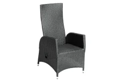 OUTFLEXX Rocking Dining Sessel, grau/braun-meliert, Polyrattan, verstellbar, mit Fußhocker