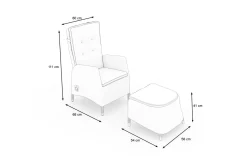 OUTFLEXX Rocking Dining Sessel, grau/braun-meliert, Polyrattan, verstellbar, mit Fußhocker