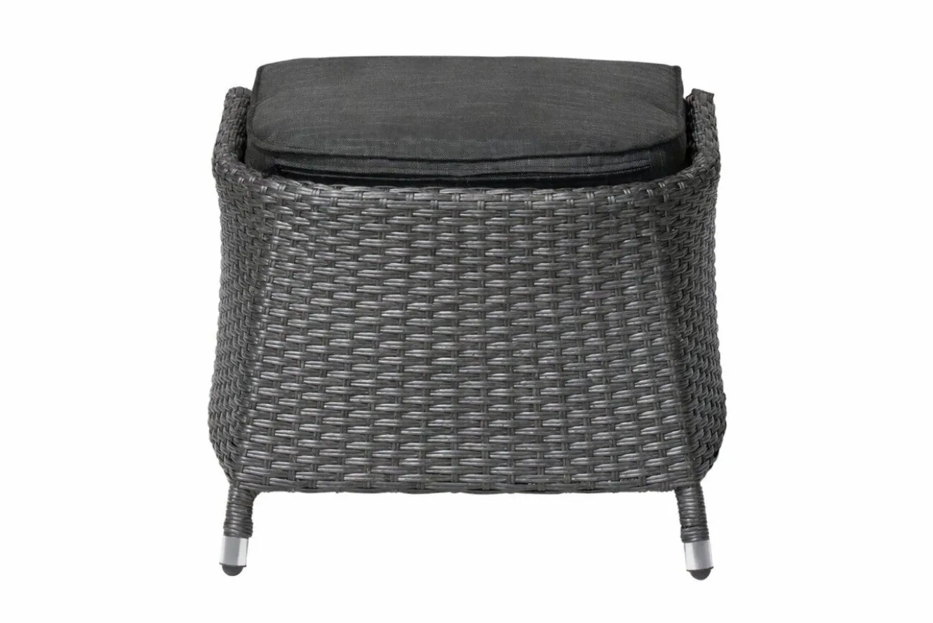 OUTFLEXX Rocking Dining Sessel, grau/braun-meliert, Polyrattan, verstellbar, mit Fußhocker