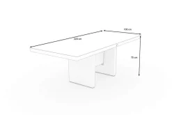 OUTFLEXX Rocking Dining Tisch, grau/braun-meliert, Polyrattan, 220 x 100 cm, Glasplatte in Steinoptik
