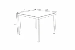 OUTFLEXX Rocking Dining Tisch, grau/braun-meliert, Polyrattan, 90 x 90 cm, Glasplatte in Steinoptik