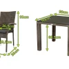 OUTFLEXX Rocking Garten-Essgruppe, grau/braun-meliert, Polyrattan, Tisch 90 x 90 cm, 4 Stapelstühle, Glasplatte in Steinoptik