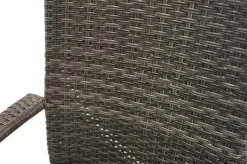 OUTFLEXX Rocking Garten-Essgruppe, grau/braun-meliert, Polyrattan, Tisch 90 x 90 cm, 4 Stapelstühle, Glasplatte in Steinoptik
