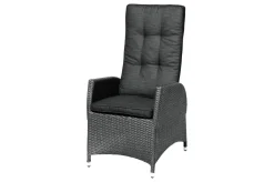 OUTFLEXX Rocking Garten-Essgruppe, grau/schwarz, Polyrattan, Tisch 220 x 100 cm, 6 Sessel