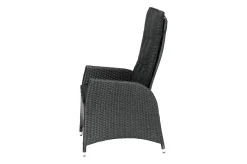 OUTFLEXX Rocking Garten-Essgruppe, grau/braun-meliert, Polyrattan, Tisch 180 x 110 cm, 4 Sessel