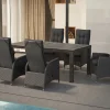 OUTFLEXX Rocking Garten-Essgruppe, grau/braun-meliert, Polyrattan, Tisch 180 x 110 cm, 6 Sessel