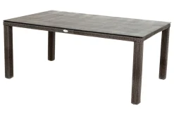 OUTFLEXX Rocking Garten-Essgruppe, grau/braun-meliert, Polyrattan, Tisch 180 x 110 cm, 6 Sessel