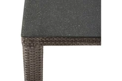 OUTFLEXX Rocking Garten-Essgruppe, grau/braun-meliert, Polyrattan, Tisch 180 x 110 cm, 6 Sessel