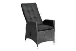 OUTFLEXX Rocking Garten-Essgruppe, grau/braun-meliert, Polyrattan, Tisch 180 x 110 cm, 6 Sessel