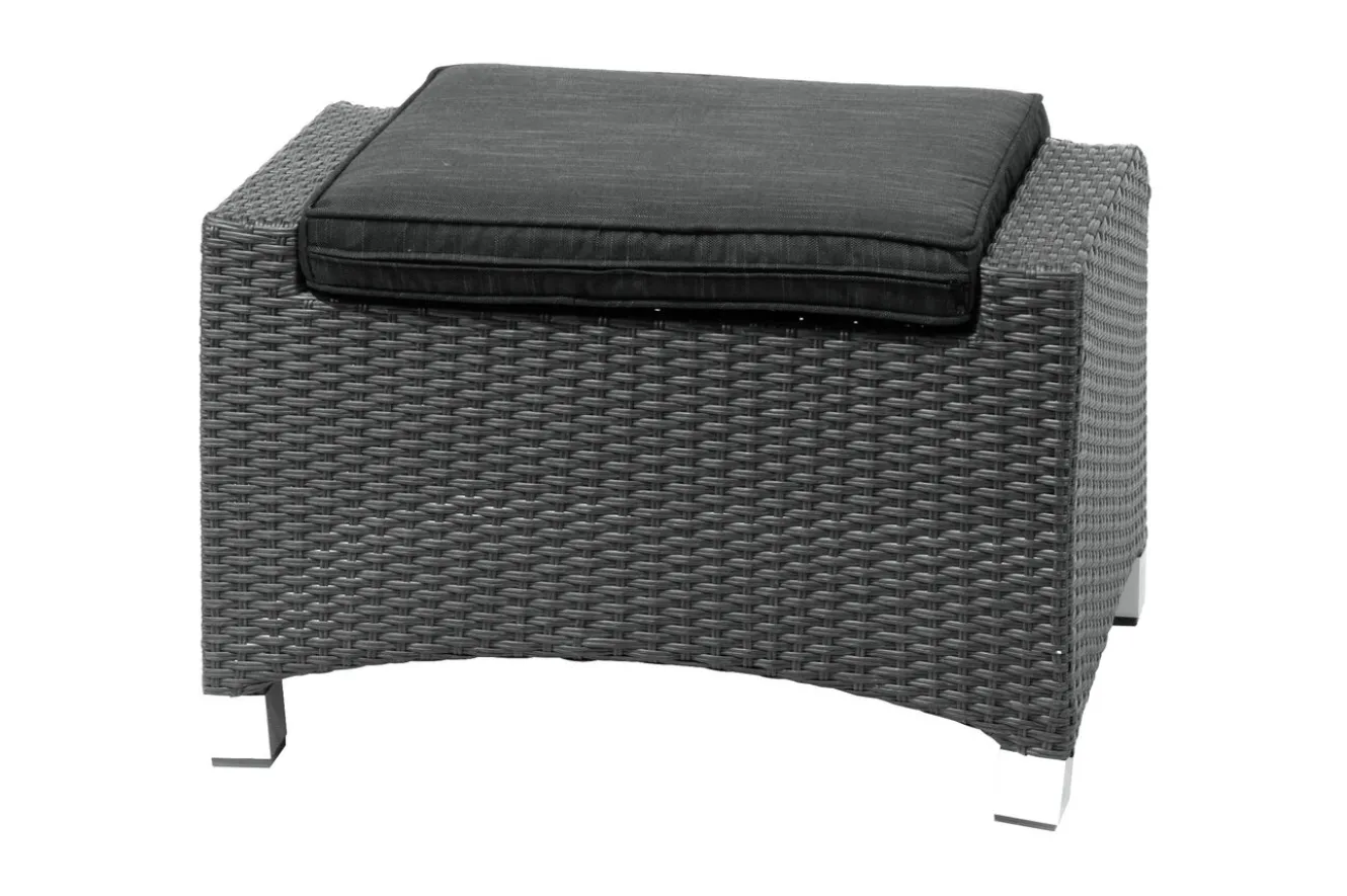 OUTFLEXX Rocking Hocker, grau/braun-meliert, Polyrattan, 71x45x56 cm, zu Loungesessel, inkl. Polster
