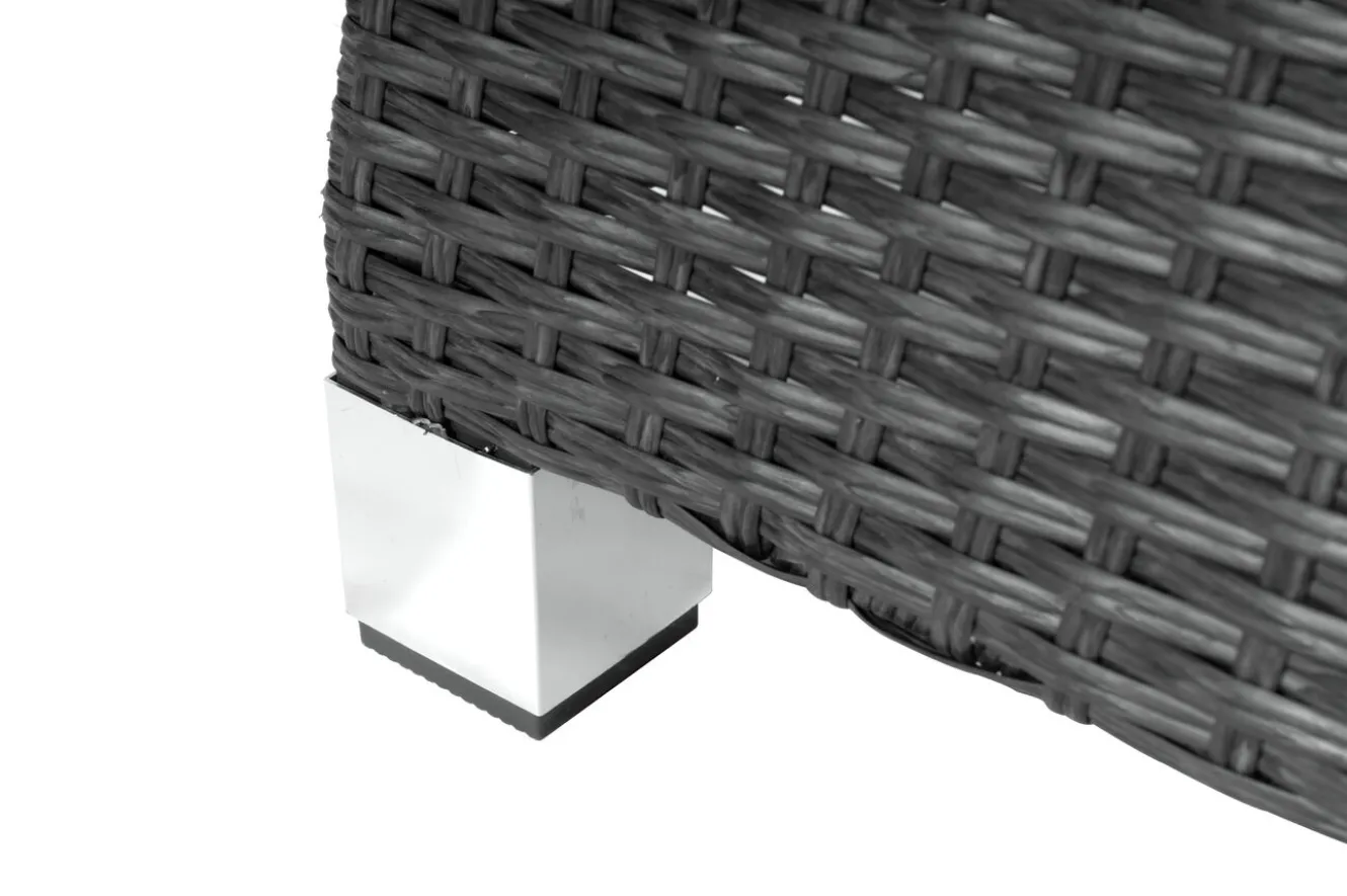 OUTFLEXX Rocking Hocker, grau/braun-meliert, Polyrattan, 71x45x56 cm, zu Loungesessel, inkl. Polster