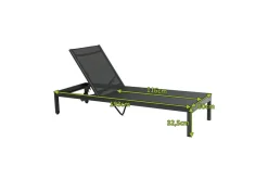 OUTFLEXX Rollliege, anthrazit matt, Aluminium, 193x60x32,5cm, Rückenlehne verstellbar