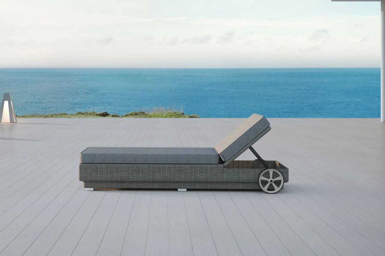 OUTFLEXX Rollliege, grau, Polyrattan, 200x70x27,5cm, Rückenlehne 5-fach verstellbar