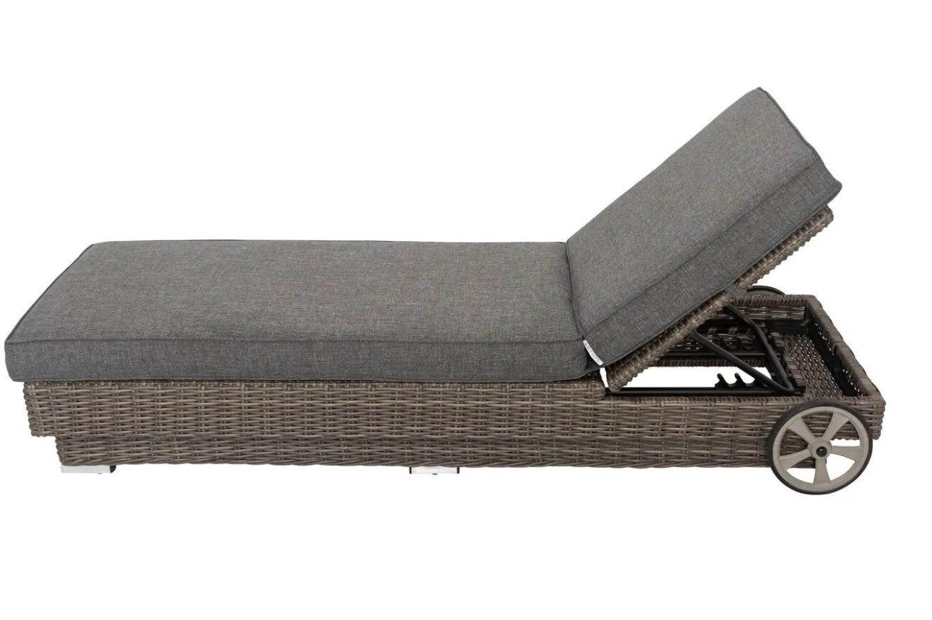 OUTFLEXX Rollliege, grau, Polyrattan, 200x70x27,5cm, Rückenlehne 5-fach verstellbar