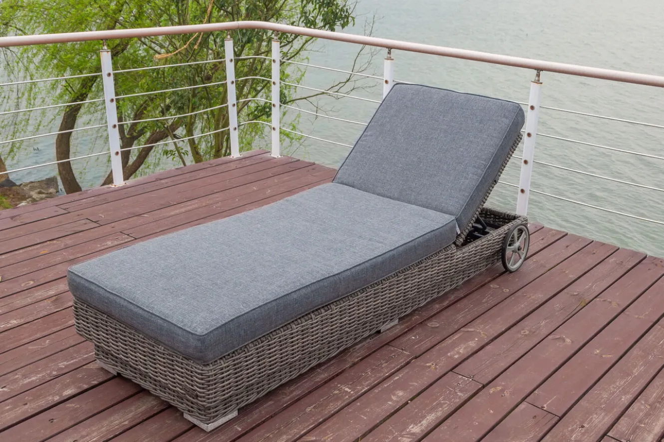 OUTFLEXX Rollliege, grau, Polyrattan, 200x70x27,5cm, Rückenlehne 5-fach verstellbar