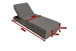 OUTFLEXX Rollliege, grau, Polyrattan, 200x70x27,5cm, Rückenlehne 5-fach verstellbar