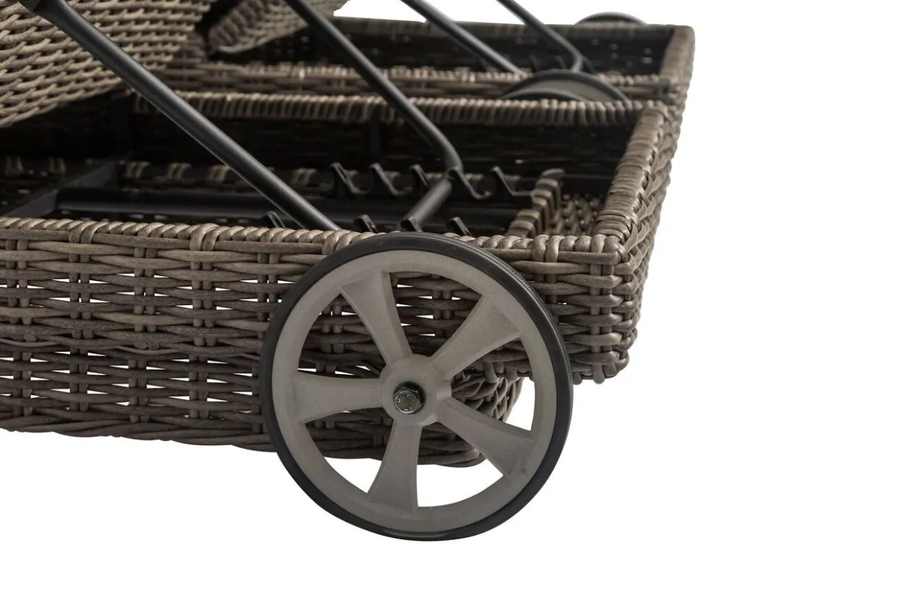 OUTFLEXX Rollliege, grau, Polyrattan, 200x70x27,5cm, Rückenlehne 5-fach verstellbar
