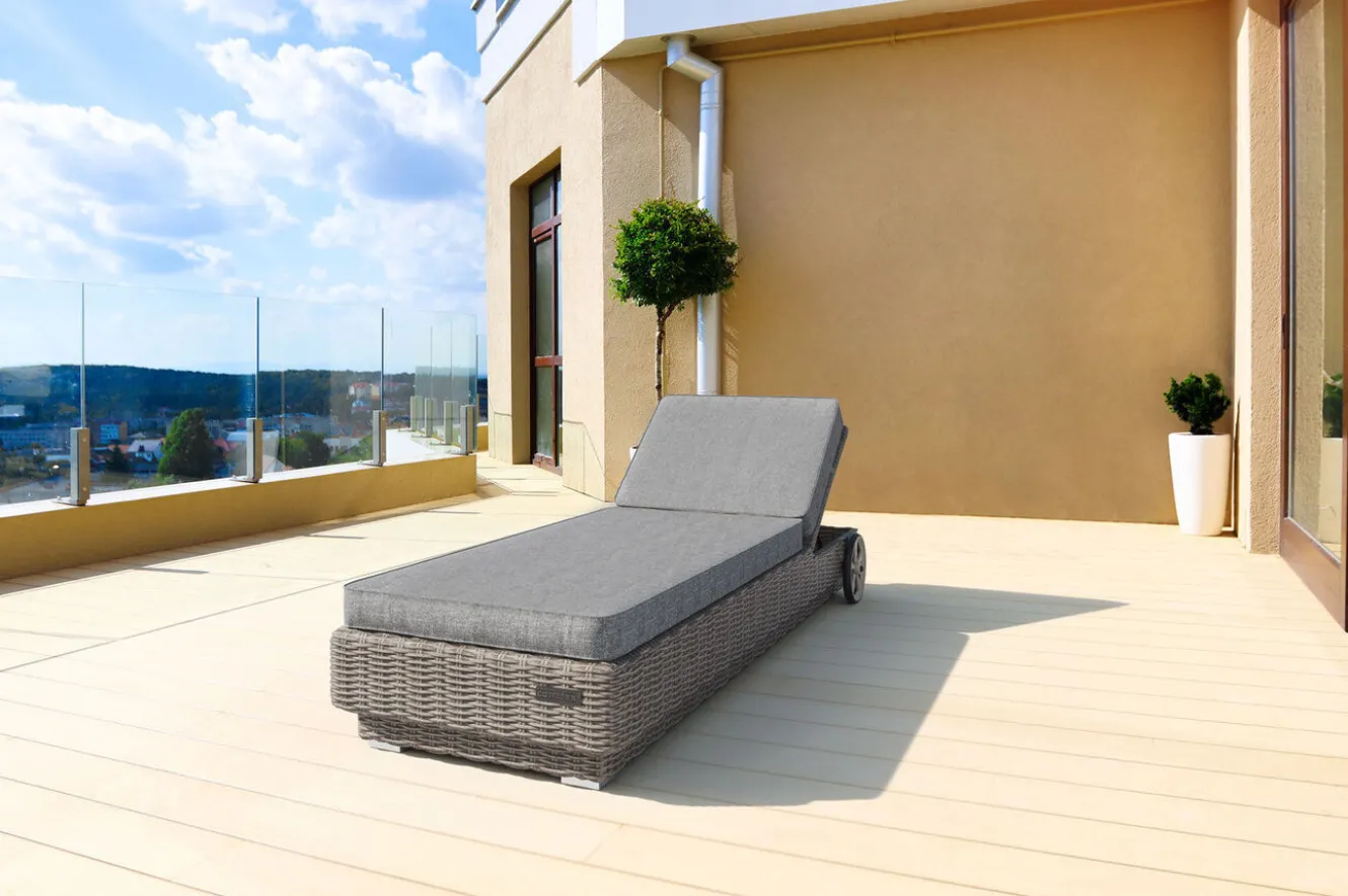 OUTFLEXX Rollliege, grau, Polyrattan, 200x70x27,5cm, Rückenlehne 5-fach verstellbar