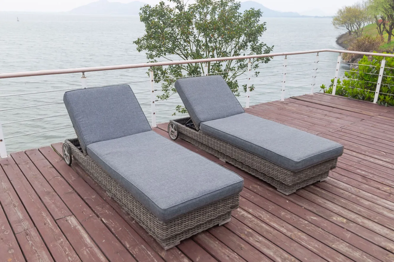 OUTFLEXX Rollliege, grau, Polyrattan, 200x70x27,5cm, Rückenlehne 5-fach verstellbar