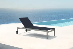 OUTFLEXX Rollliege, schwarz, Edelstahl/Textilene, verstellbare Rückenlehne, 212x71x36cm