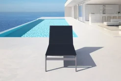 OUTFLEXX Rollliege, schwarz, Edelstahl/Textilene, verstellbare Rückenlehne, 212x71x36cm