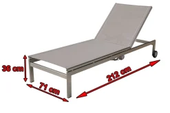 OUTFLEXX Rollliege, silber, Edelstahl/Textilene,mit verstellbarer Rückenlehne, 210 x 70 cm