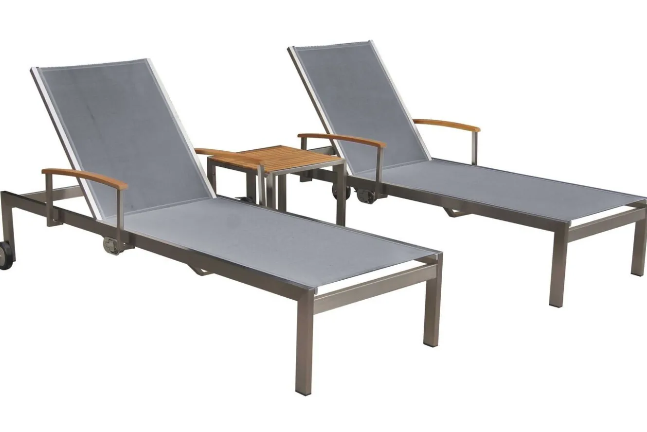 OUTFLEXX Rollliege, silber, Edelstahl/Textilene, mit Gasfeder, 195,5x74x35cm