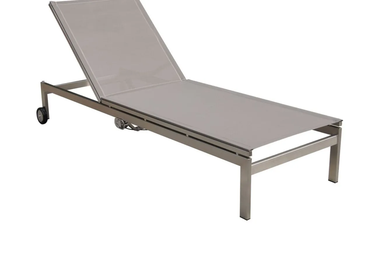 OUTFLEXX Rollliege, taupe, Edelstahl/Textilene, verstellbare Rückenlehne, 212x71x36cm