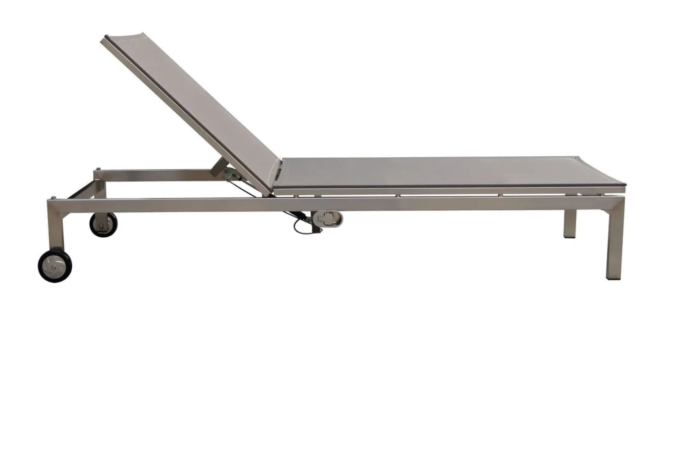 OUTFLEXX Rollliege, taupe, Edelstahl/Textilene, verstellbare Rückenlehne, 212x71x36cm
